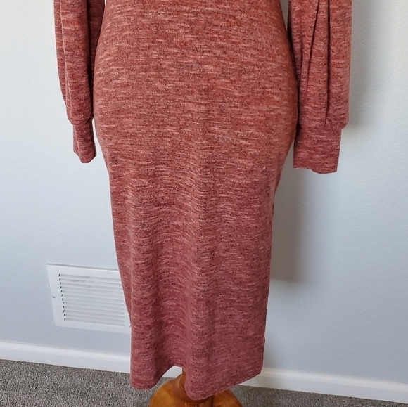 Lulu's Mattea Heathered Red Cowl Neck Midi Sweater Dress XS NWOT - Picture 3 of 16